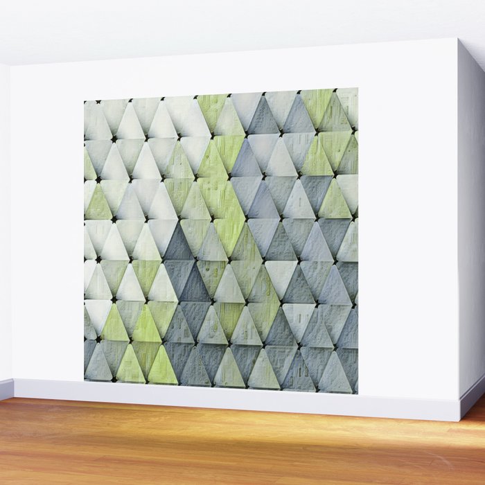 Textured Triangles Lime Gray Wall Mural Gallery Image 2