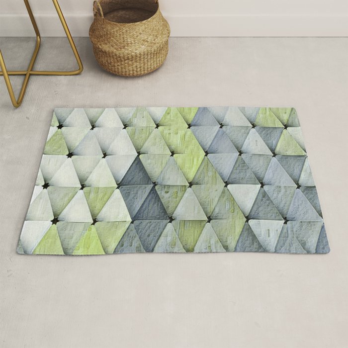 Textured Triangles Lime Gray Rug Gallery Image 1