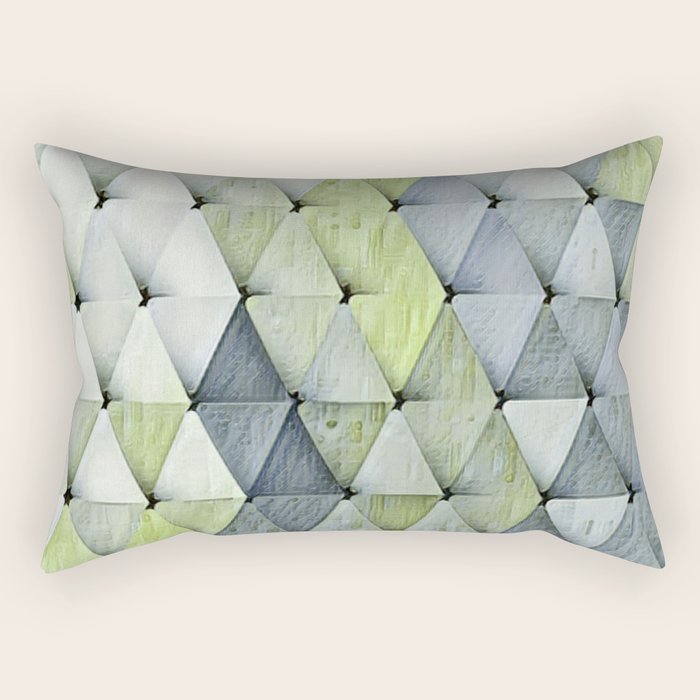 Textured Triangles Lime Gray Rectangular Pillow Gallery Image 1