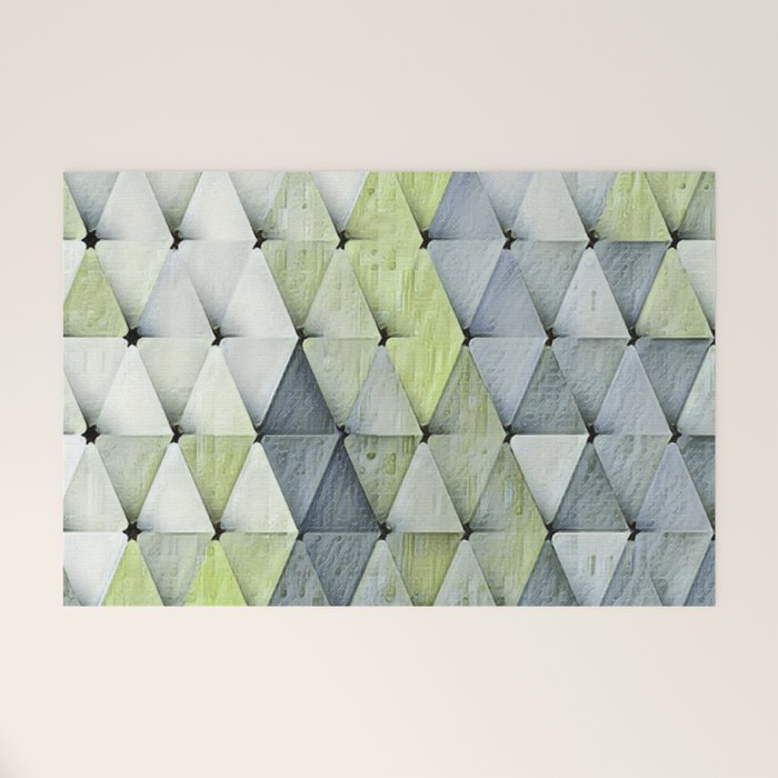 Textured Triangles Lime Gray Welcome Mat
