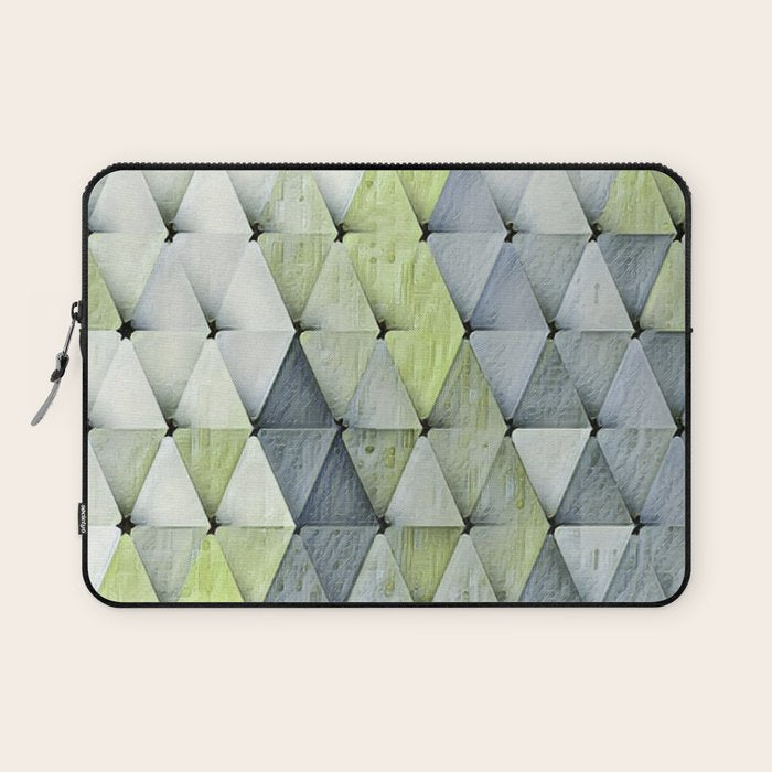Textured Triangles Lime Gray Laptop Sleeve Gallery Image 1