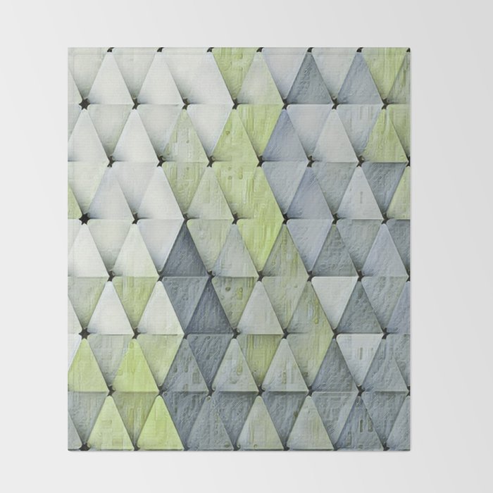 Textured Triangles Lime Gray Throw Blanket Gallery Image 2