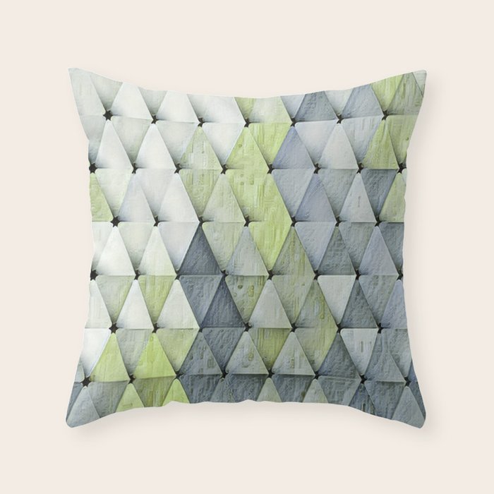 Textured Triangles Lime Gray Throw Pillow Gallery Image 1