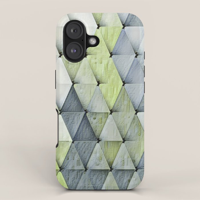 Textured Triangles Lime Gray iPhone Case Gallery Image 1