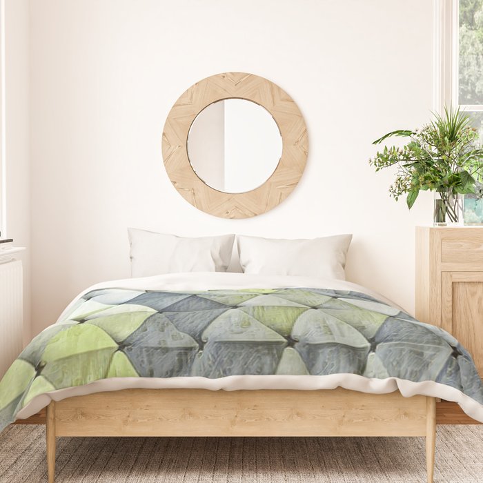 Textured Triangles Lime Gray Duvet Cover Gallery Image 3