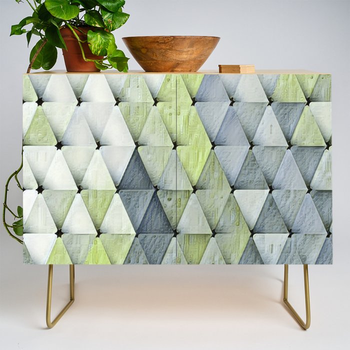 Textured Triangles Lime Gray Credenza Gallery Image 1
