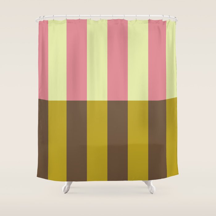 Retro Candy Stripe Pattern Shower Curtain Gallery Image 1