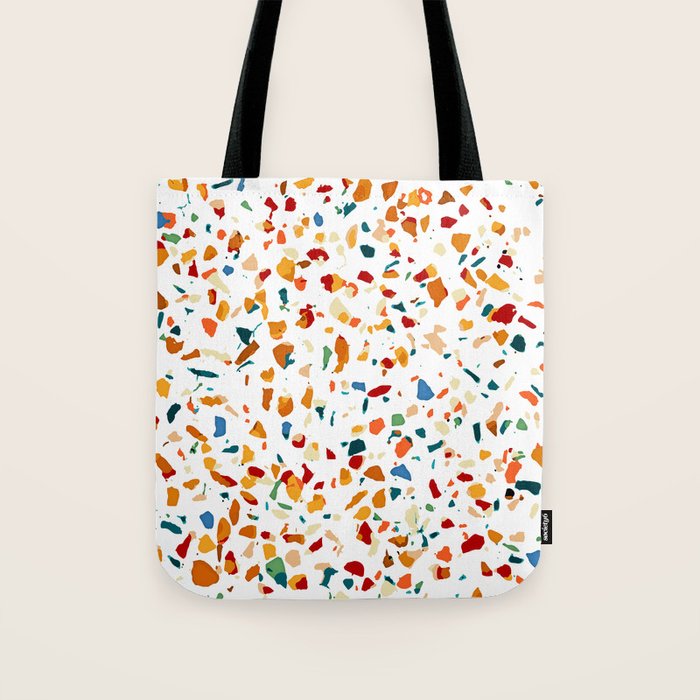 Tan Terrazzo | Eclectic Quirky Confetti Painting | Celebration Colorful Boho Happy Party Graphic  Tote Bag Gallery Image 1