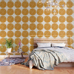 Retro Daisy Abstract V Golden Yellow Bold Floral Wallpaper Gallery Image 3