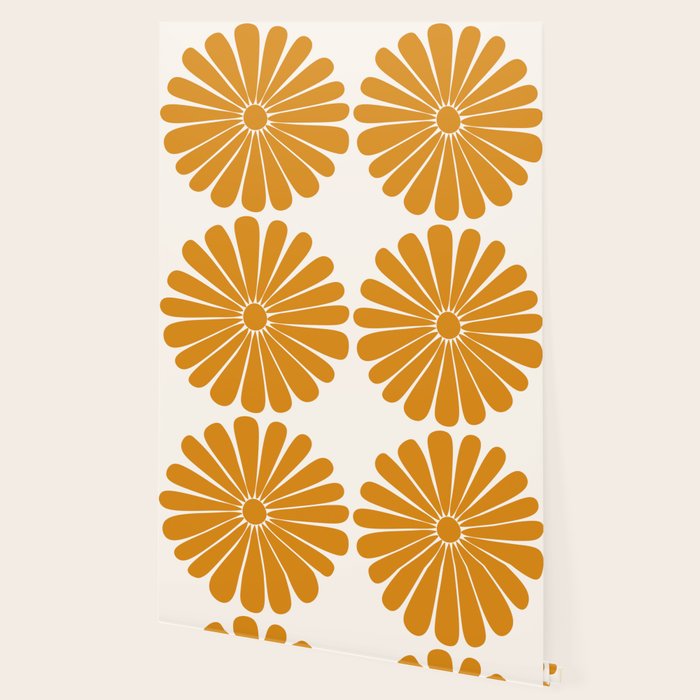 Retro Daisy Abstract V Golden Yellow Bold Floral Wallpaper Gallery Image 2