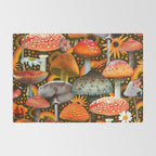 Mushroom Collage Print in Green Rug Gallery Image 2