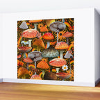 Mushroom Collage Print in Green Wall Mural Gallery Image 2