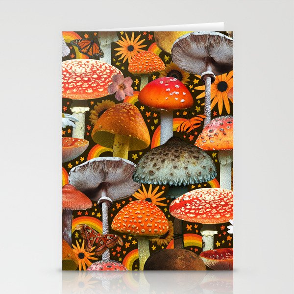 Mushroom Collage Print in Green Stationery Card Gallery Image 1