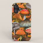 Mushroom Collage Print in Green iPhone Case Gallery Image 1