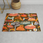 Mushroom Collage Print in Green Rug Gallery Image 1