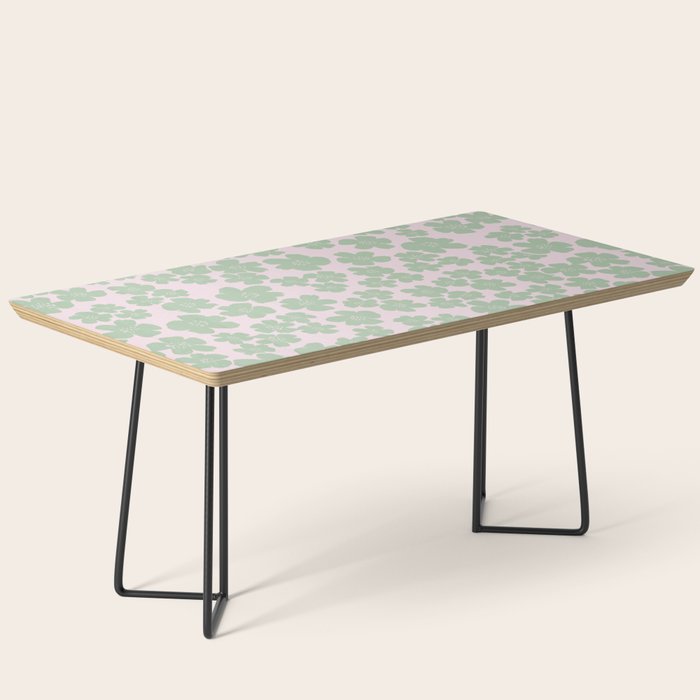 Mint green flower blossom scatter on blush pink Coffee Table Gallery Image 1
