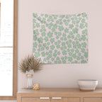 Mint green flower blossom scatter on blush pink Wall Tapestry Gallery Image 2