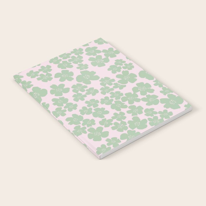 Mint green flower blossom scatter on blush pink Notebook Gallery Image 2
