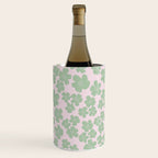 Mint green flower blossom scatter on blush pink Wine Chiller Gallery Image 1