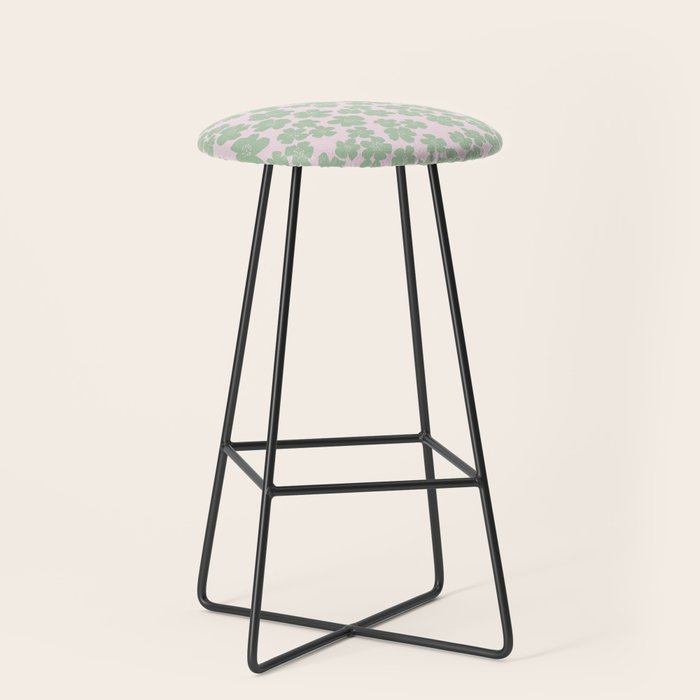 Mint green flower blossom scatter on blush pink Stool Gallery Image 1