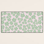 Mint green flower blossom scatter on blush pink Desk Mat Gallery Image 3