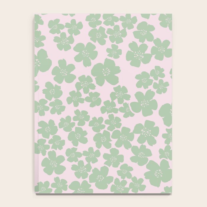 Mint green flower blossom scatter on blush pink Notebook Gallery Image 4
