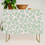 Mint green flower blossom scatter on blush pink Credenza Gallery Image 1