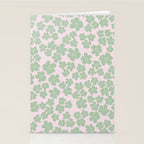 Mint green flower blossom scatter on blush pink Stationery Card Gallery Image 2