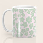 Mint green flower blossom scatter on blush pink Coffee Mug Gallery Image 3