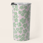 Mint green flower blossom scatter on blush pink Travel Mug Gallery Image 3