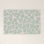 Mint green flower blossom scatter on blush pink Welcome Mat Gallery Image 1