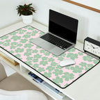 Mint green flower blossom scatter on blush pink Desk Mat Gallery Image 2