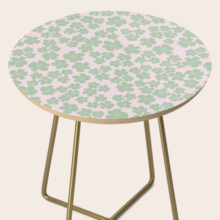 Mint green flower blossom scatter on blush pink Side Table Gallery Image 2