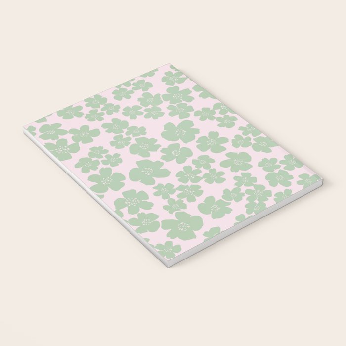 Mint green flower blossom scatter on blush pink Notebook Gallery Image 3