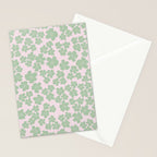 Mint green flower blossom scatter on blush pink Stationery Card Gallery Image 2