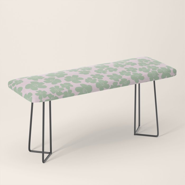 Mint green flower blossom scatter on blush pink Bench Gallery Image 1