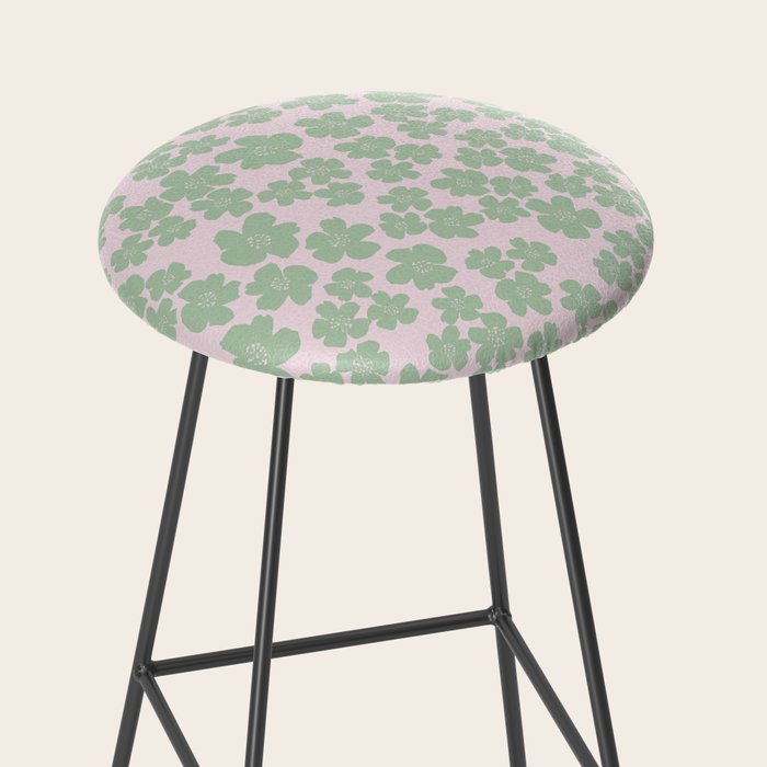 Mint green flower blossom scatter on blush pink Stool Gallery Image 2