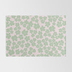Mint green flower blossom scatter on blush pink Rug Gallery Image 2