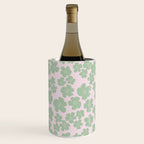 Mint green flower blossom scatter on blush pink Wine Chiller Gallery Image 2
