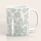 Mint green flower blossom scatter on blush pink Coffee Mug Gallery Image 1