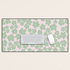 Mint green flower blossom scatter on blush pink Desk Mat Gallery Image 1