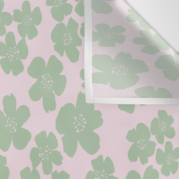 Mint green flower blossom scatter on blush pink Wall Tapestry Gallery Image 3
