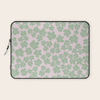 Mint green flower blossom scatter on blush pink Laptop Sleeve Gallery Image 1