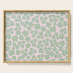 Mint green flower blossom scatter on blush pink Serving Tray Gallery Image 1