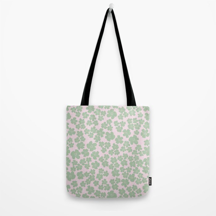 Mint green flower blossom scatter on blush pink Tote Bag Gallery Image 2