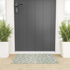Mint green flower blossom scatter on blush pink Welcome Mat Gallery Image 3