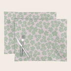 Mint green flower blossom scatter on blush pink Placemat Gallery Image 1