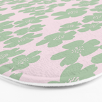 Mint green flower blossom scatter on blush pink Bath Mat Gallery Image 3