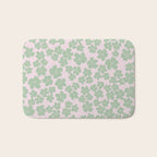 Mint green flower blossom scatter on blush pink Bath Mat Gallery Image 1