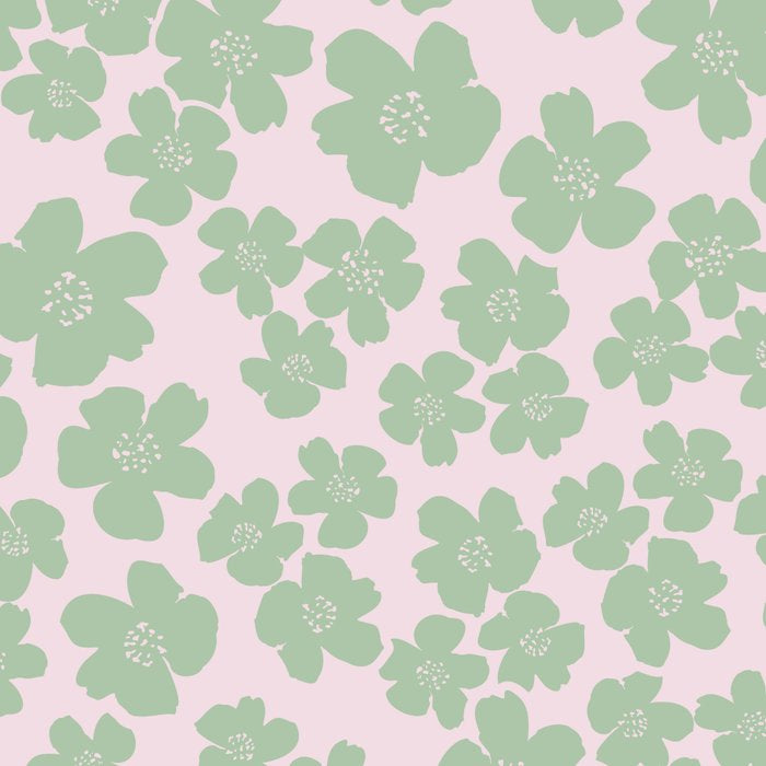 Mint green flower blossom scatter on blush pink Coffee Mug Gallery Image 2
